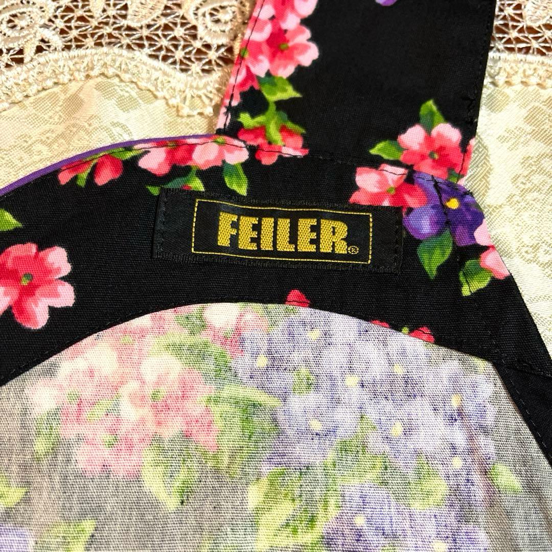 ーFEILERー　フェイラー 黒　ビオラ柄エプロン　未使用品