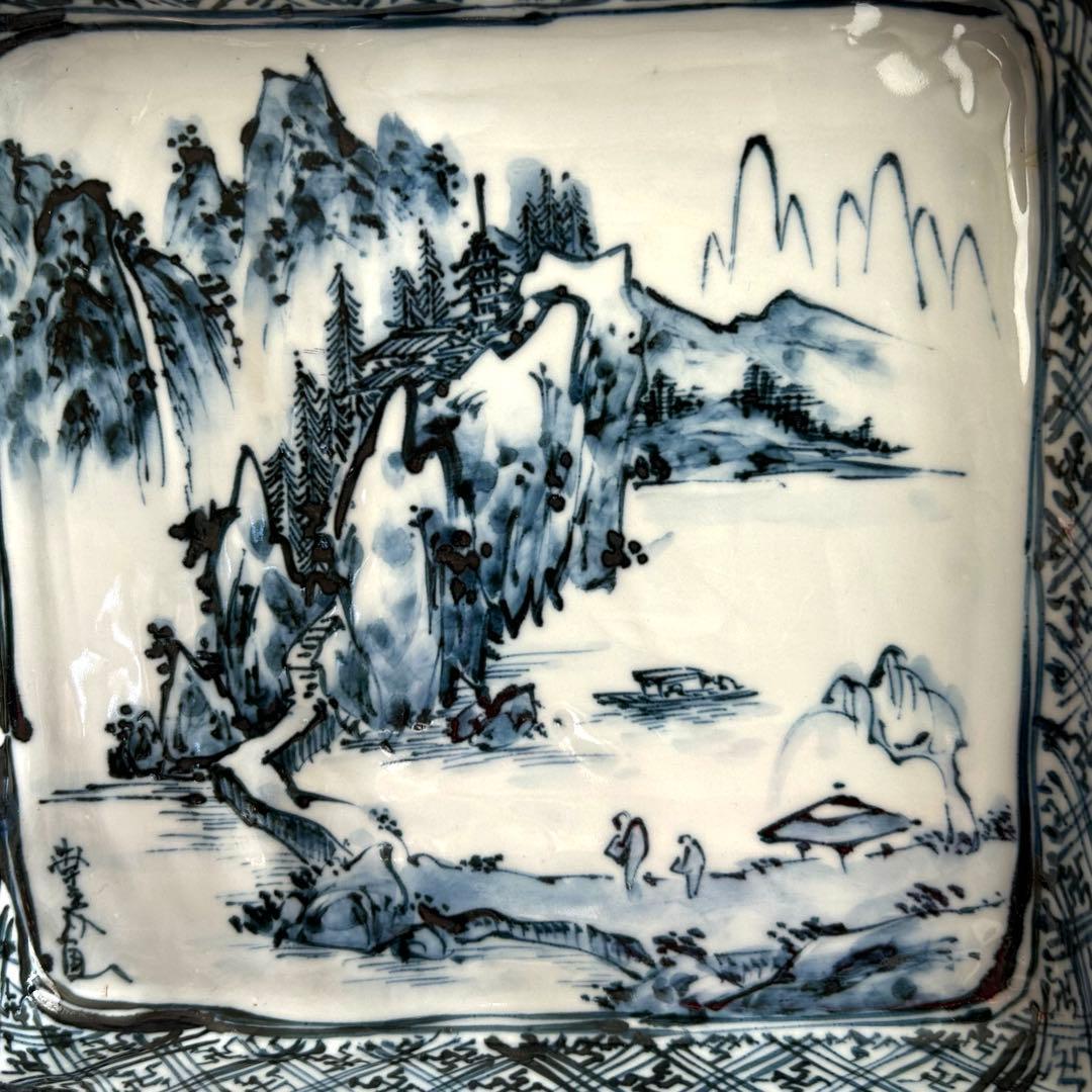 京焼 清水焼 六斎陶房 幸之介窯 染付 角皿 箱付 和食器 鉢 皿