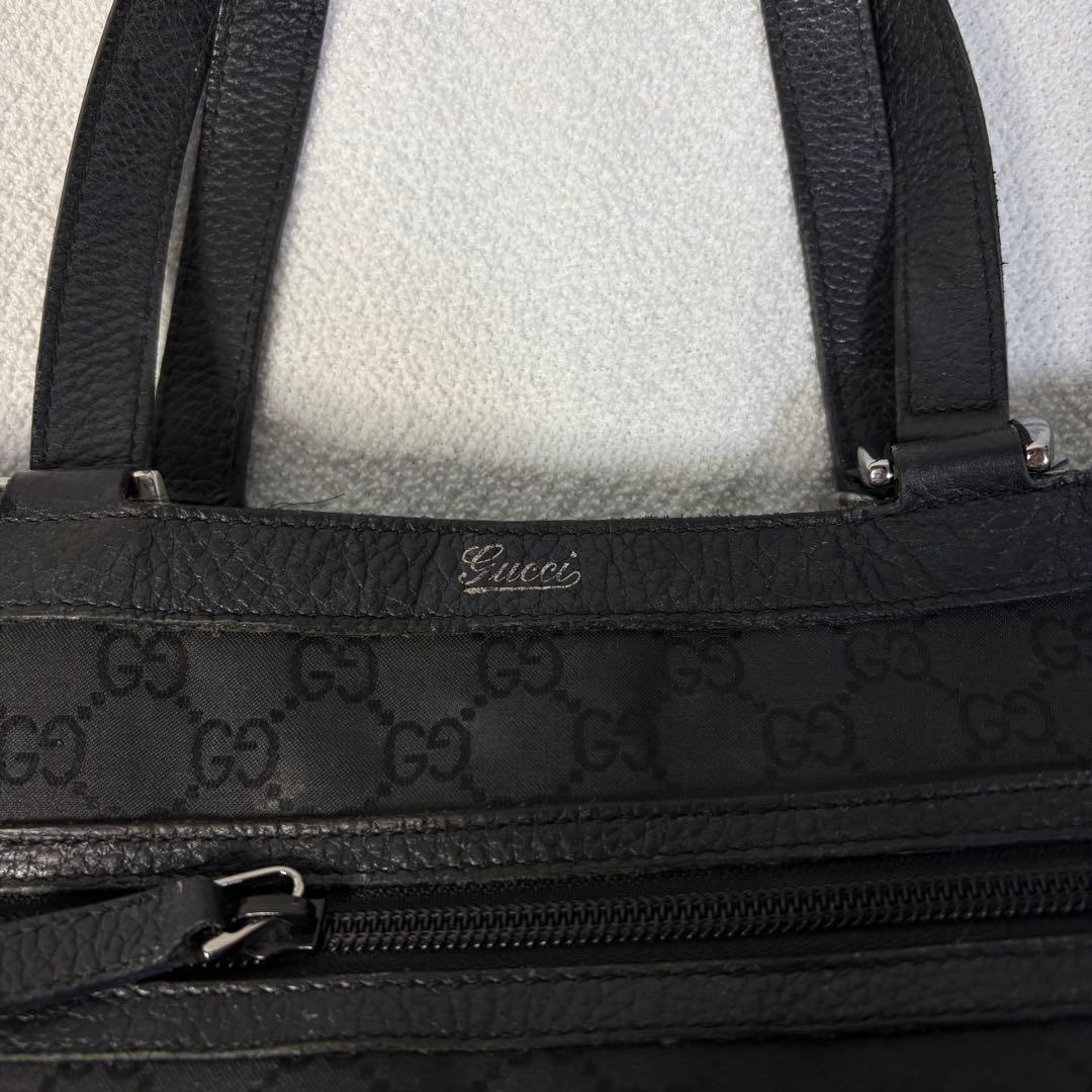 グッチ　GGキャンバス　レザー　アビーライン　ブラック　トートバック