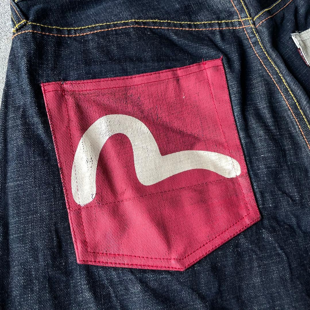 濃紺 EVISU エヴィス 2001 カモメ デニムパンツ 紅白 W34