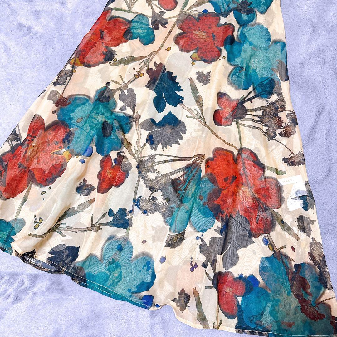 ワンピース Ameri SCAN FLOWER CHIFFON DRESS M