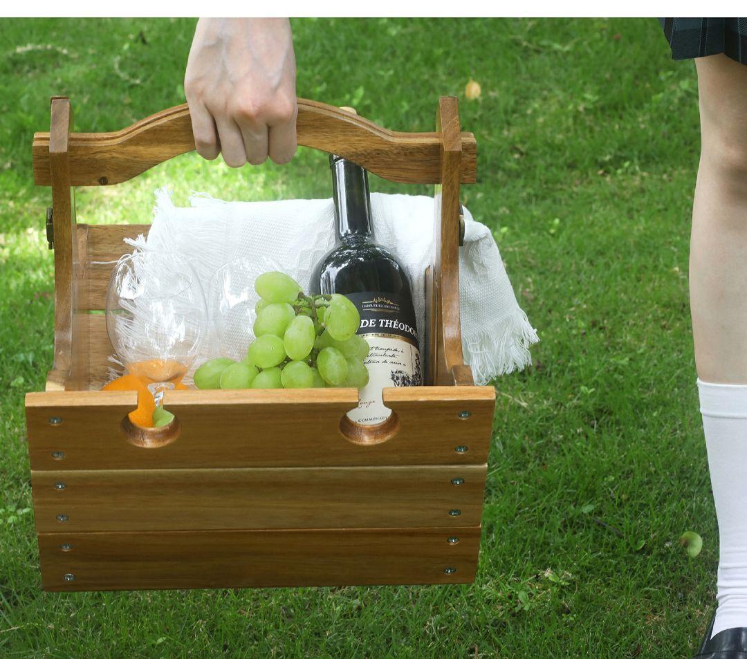 良木工房　YOSHIKI 木製　バスケット　折り畳み式　テーブル 2way