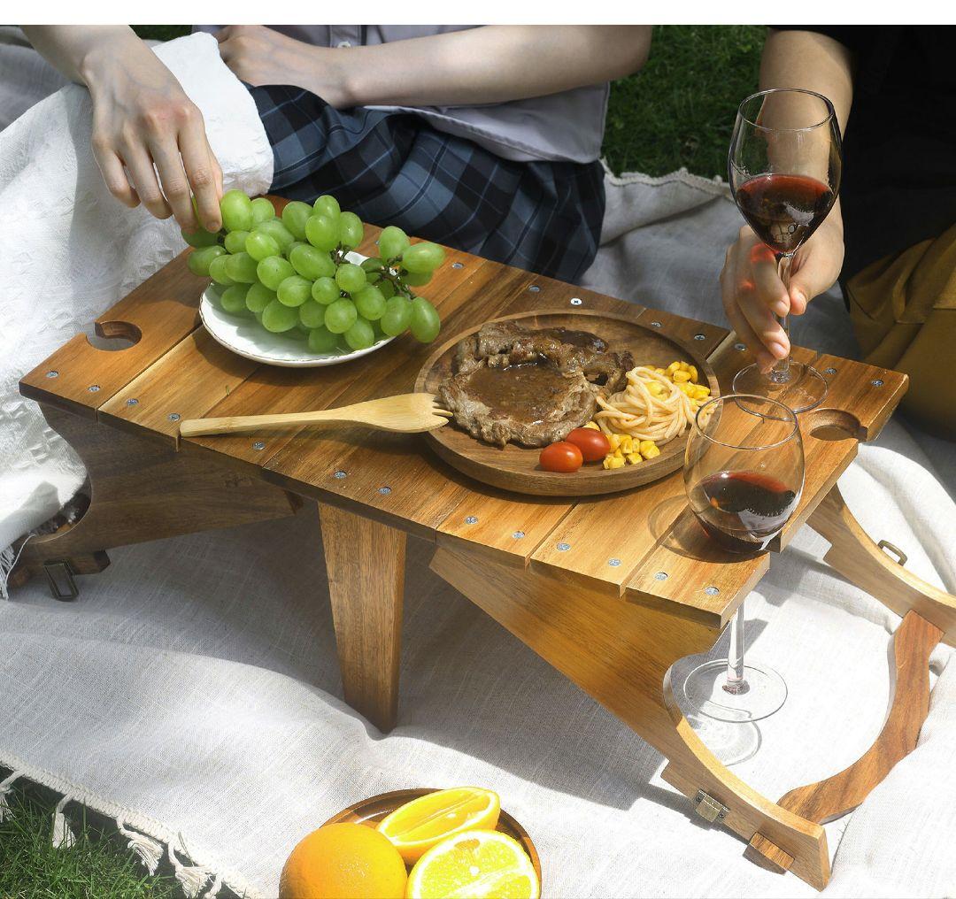 良木工房　YOSHIKI 木製　バスケット　折り畳み式　テーブル 2way