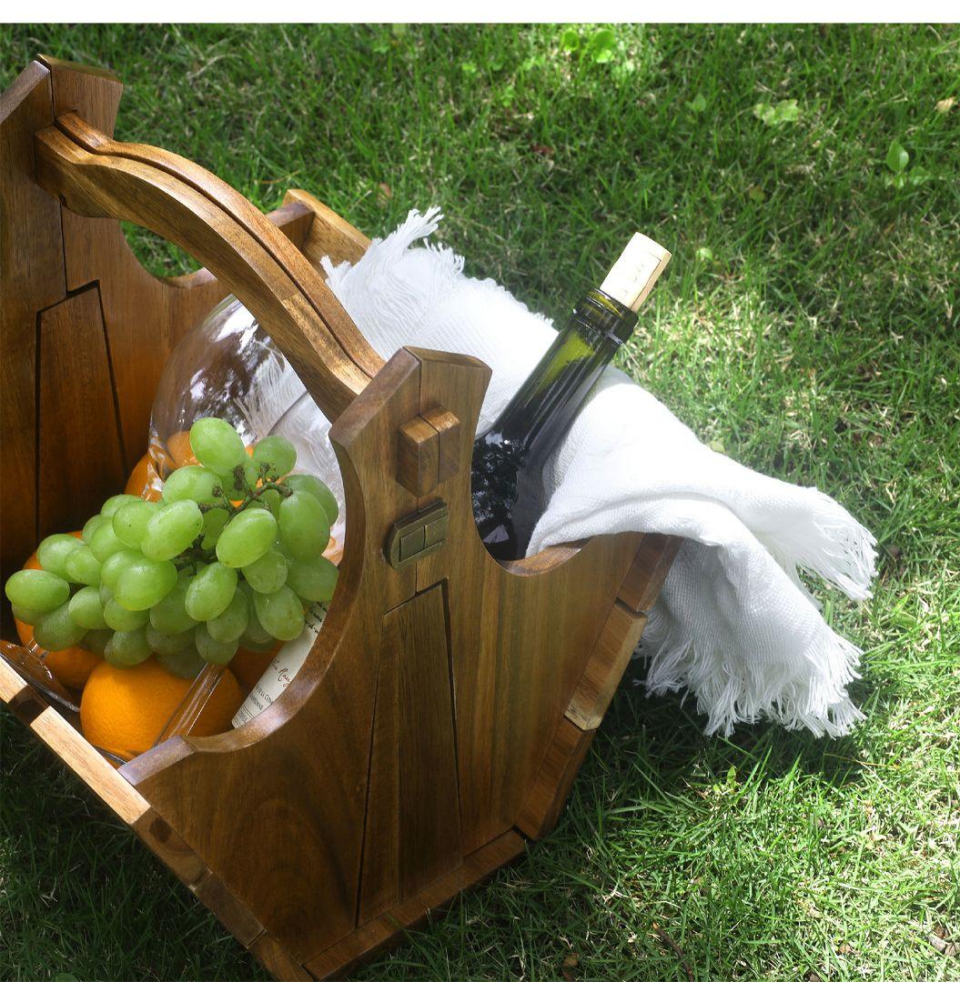 良木工房　YOSHIKI 木製　バスケット　折り畳み式　テーブル 2way