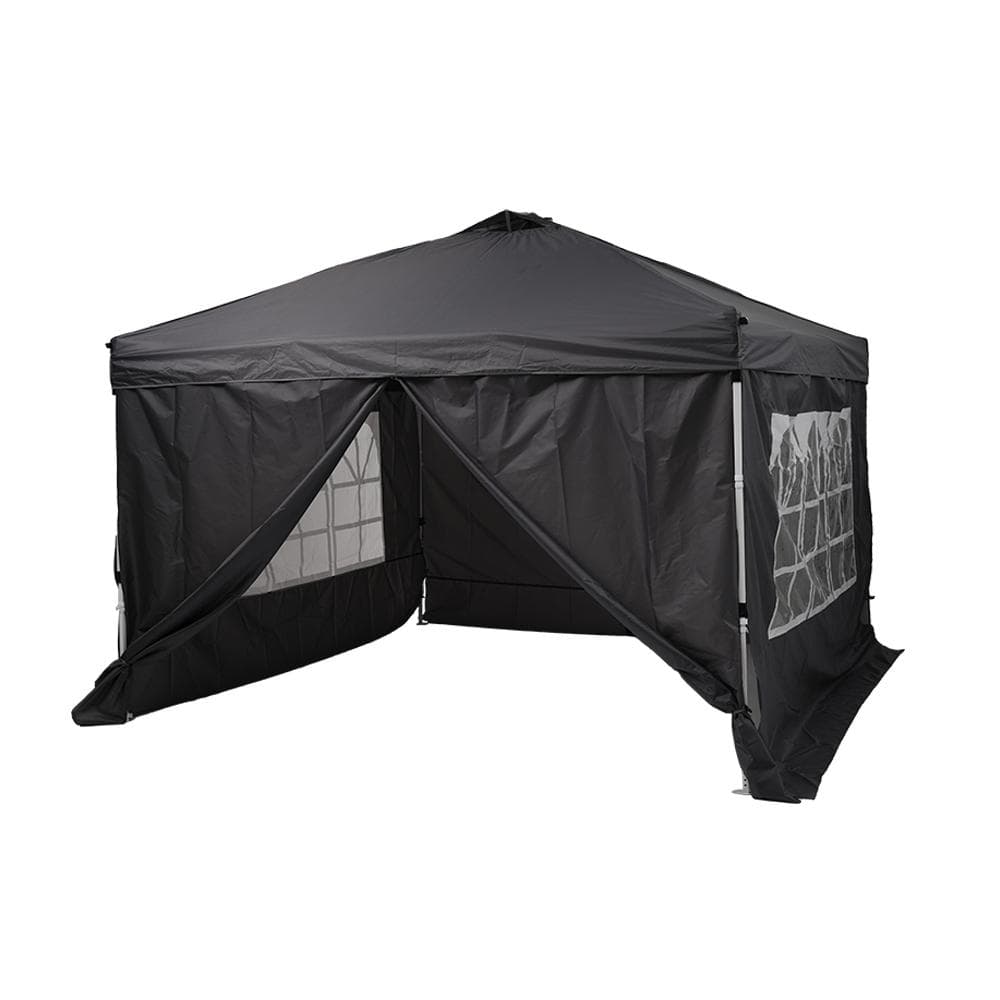 グレー タープテント 3m サイドシート4枚付 UV加工 撥水 タープテント