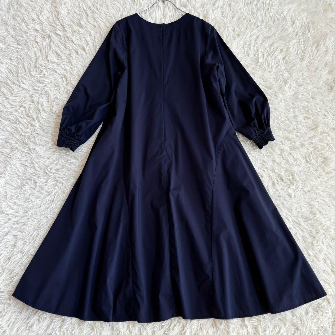 美品 2023SS 大きいサイズ5 組曲Co/Nyブロードワンピース ネイビー