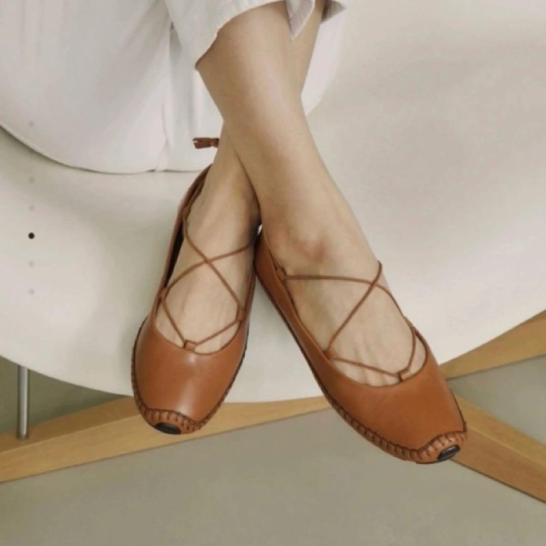 【韓国ブランド】CUEREN(クエルン) バレエシューズ ブラウン23cm