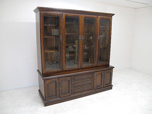 美品 カリモク「コロニアル」大型ブックシェルフ　W180ｃｍ　本棚/書棚約50万