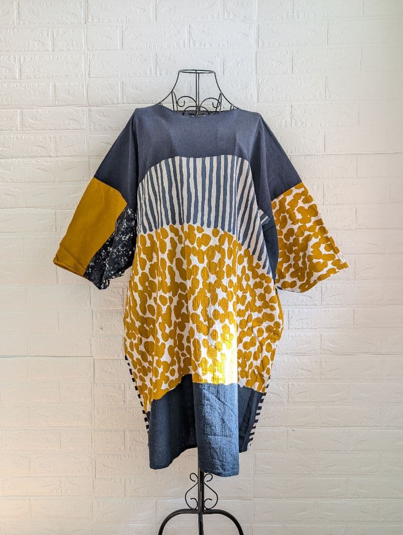 SOU・SOU 高島縮 貫頭衣 ワンピース 東山三十六峰 黄金畑 日本製