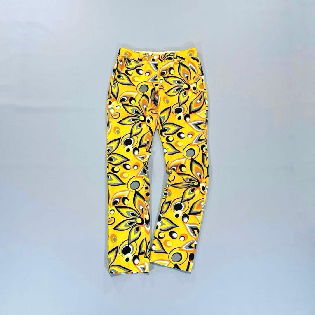 ラウドマウスゴルフ　M ロングパンツ　ジャガデリック　イエロー　総柄