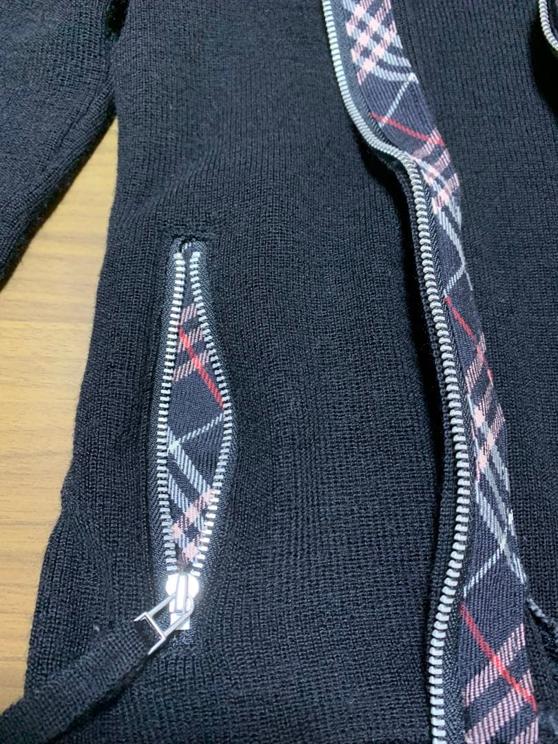 バーバリーブルーレーベル　ブラックニットジャケット ジップアップ