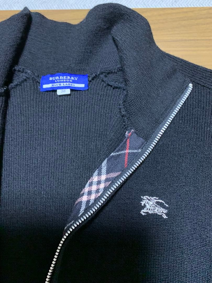 バーバリーブルーレーベル　ブラックニットジャケット ジップアップ