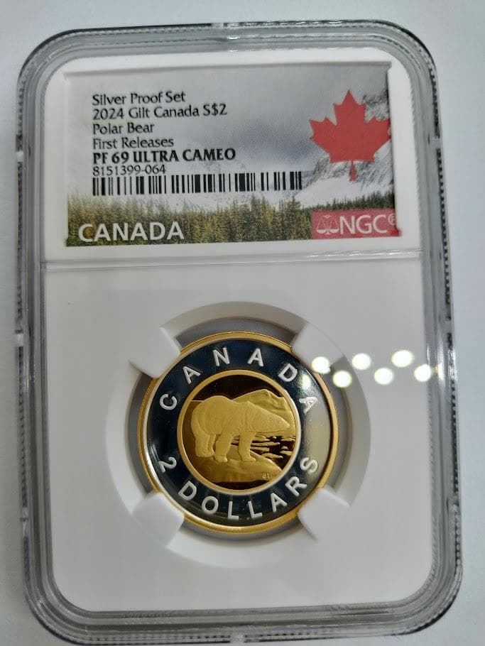 【やす】NGCPF69UCAMカナダ 2024 北極熊 5＄１/4oz銀貨