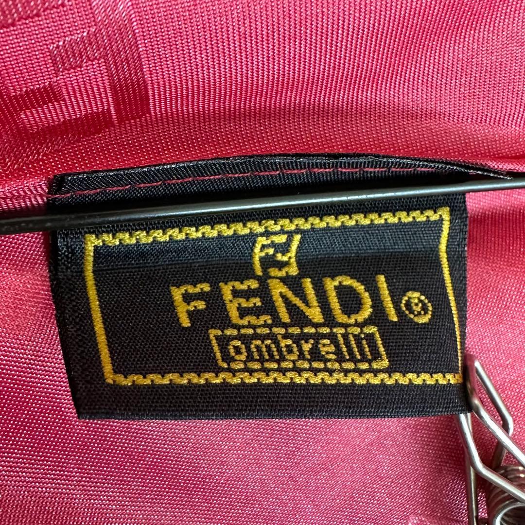 良品✨ フェンディ 折り畳み傘 ズッカ柄 赤 金 手動開閉 傘袋付き