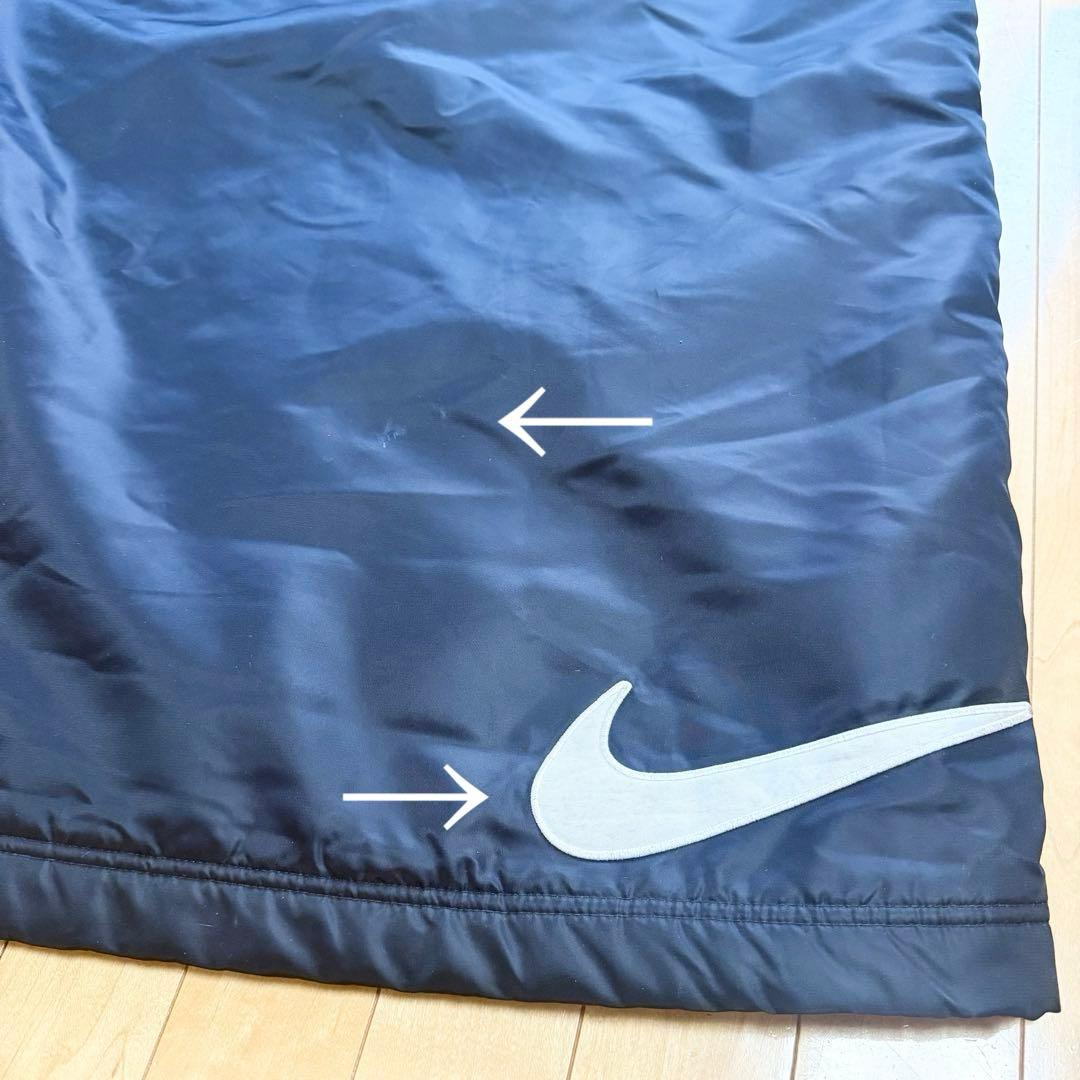 90s 古着 NIKE ベンチコート 黒 M ロゴ刺繍