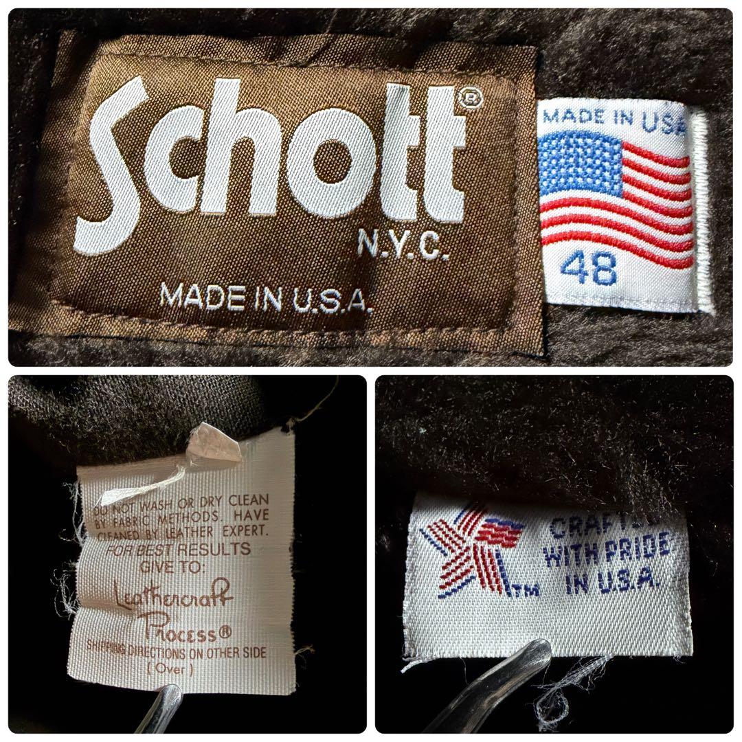 d*2様 【米国製】schott レザージャケット　本革　ブラウン　48 ビッグ