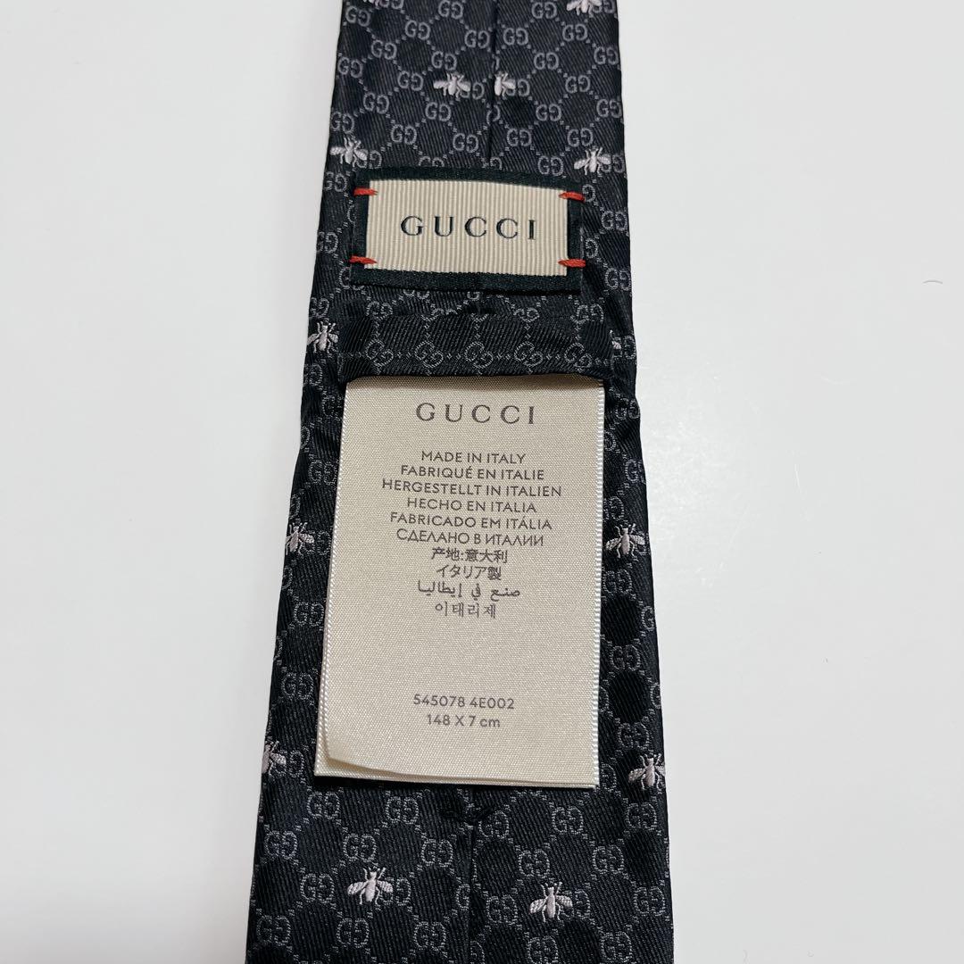 美品 グッチ ネクタイ ハイブランド GG柄 インターロッキング 光沢 希少 黒