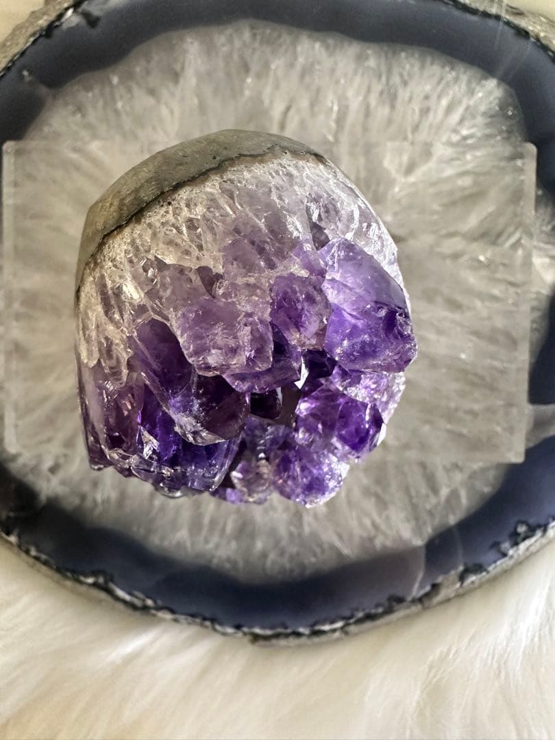 高品質 ウルグアイ産アメジストドーム 濃紫 紫水晶 クラスター 407