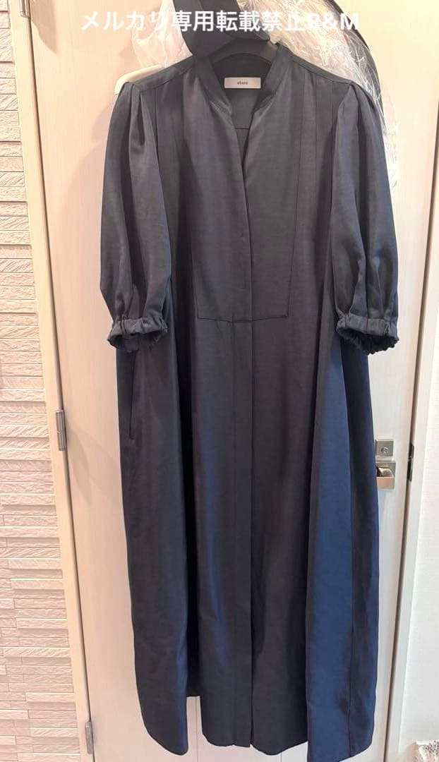 ebure リネンアセテート パフスリーブワンピース　 グレー　38
