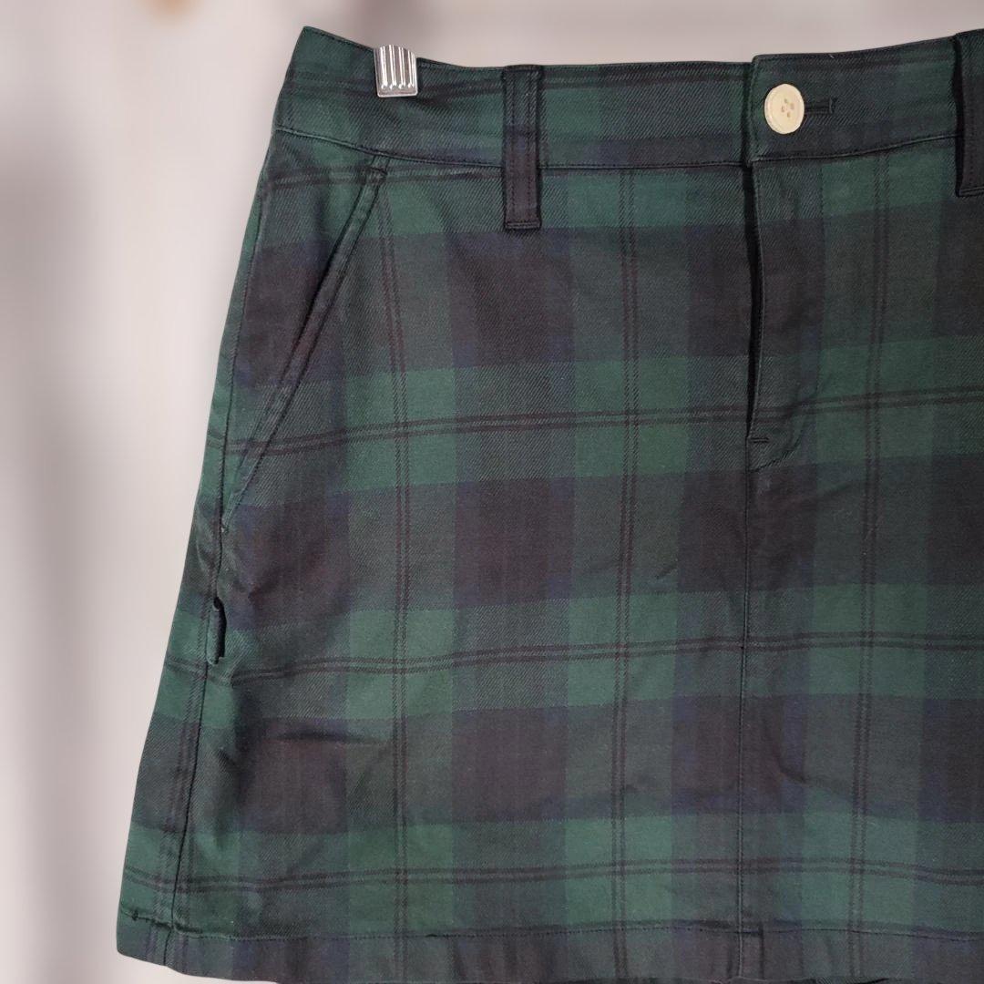 27-4 パーリーゲイツ スカート グリーン×ネイビー チェック レディース 1