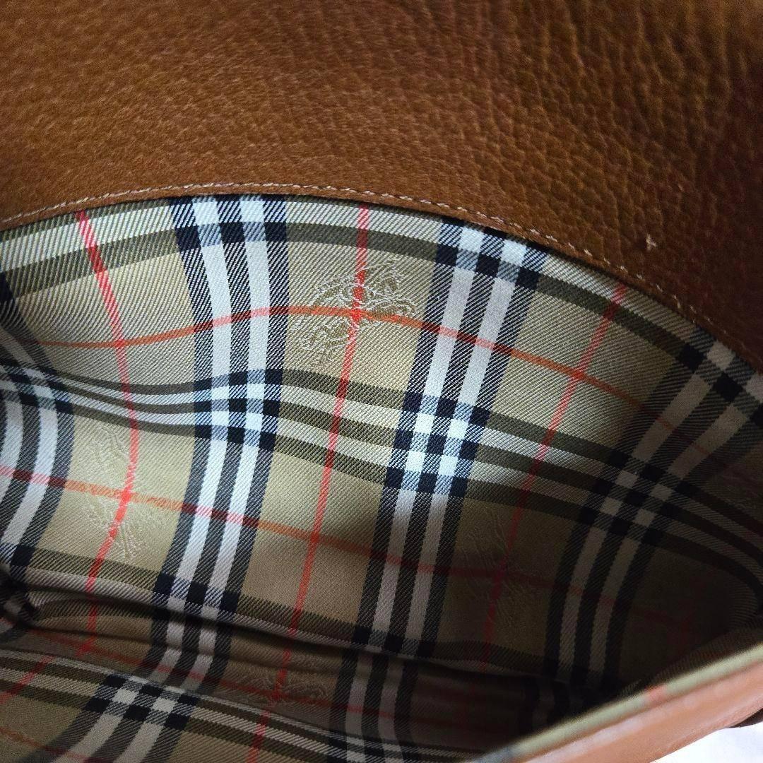 美品 BURBERRY レザーショルダーバッグ ノバチェック ホースロゴ