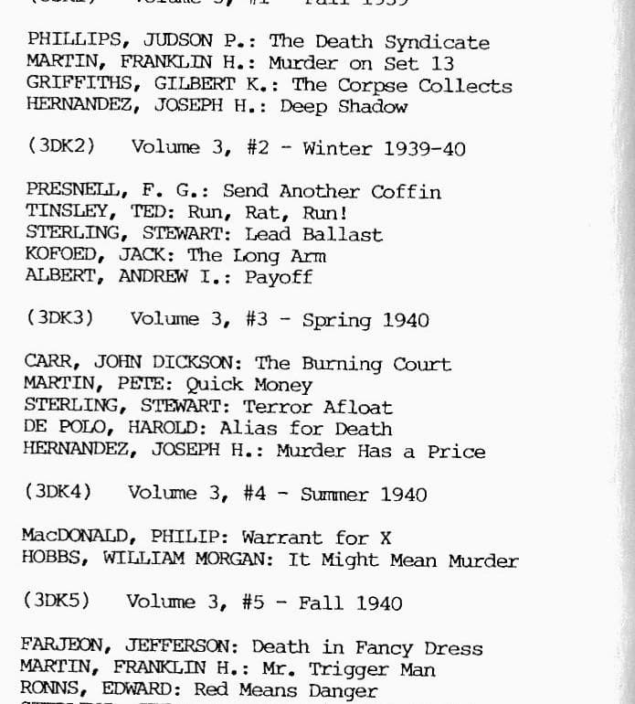 【値下げ！】資料価値あり！アメリカのパルプ・マガジンのチェックリスト