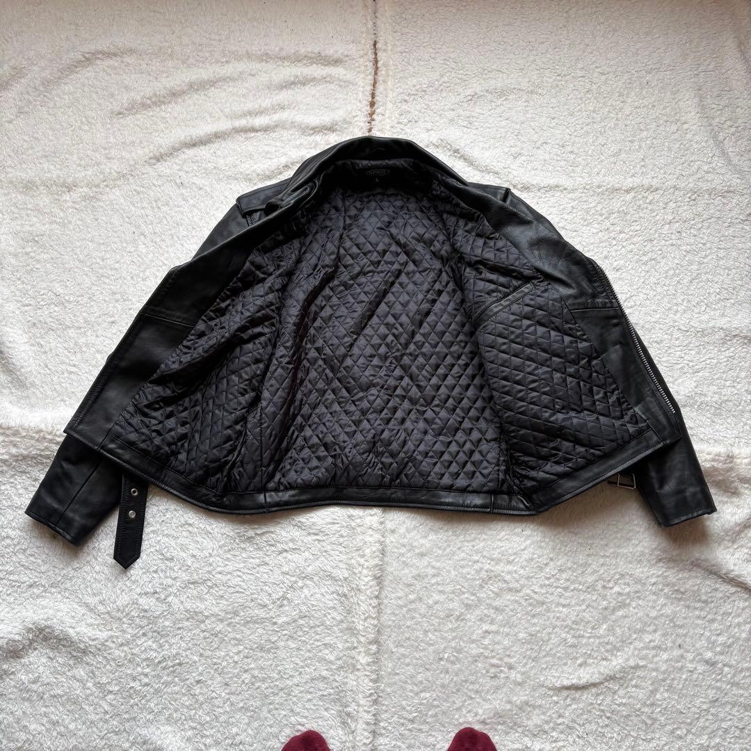 HORN WORKS ブラック レザー ダブルライダース L バッファロー