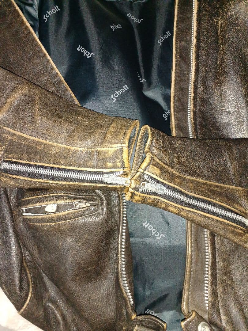 Schottシングル ライダース 641 茶芯ビンテージ 80～90年代初期