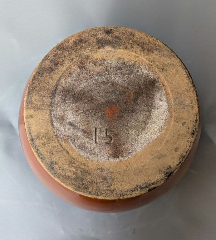 0004.日本製/久松窯/蓋付きかめ壺/15号