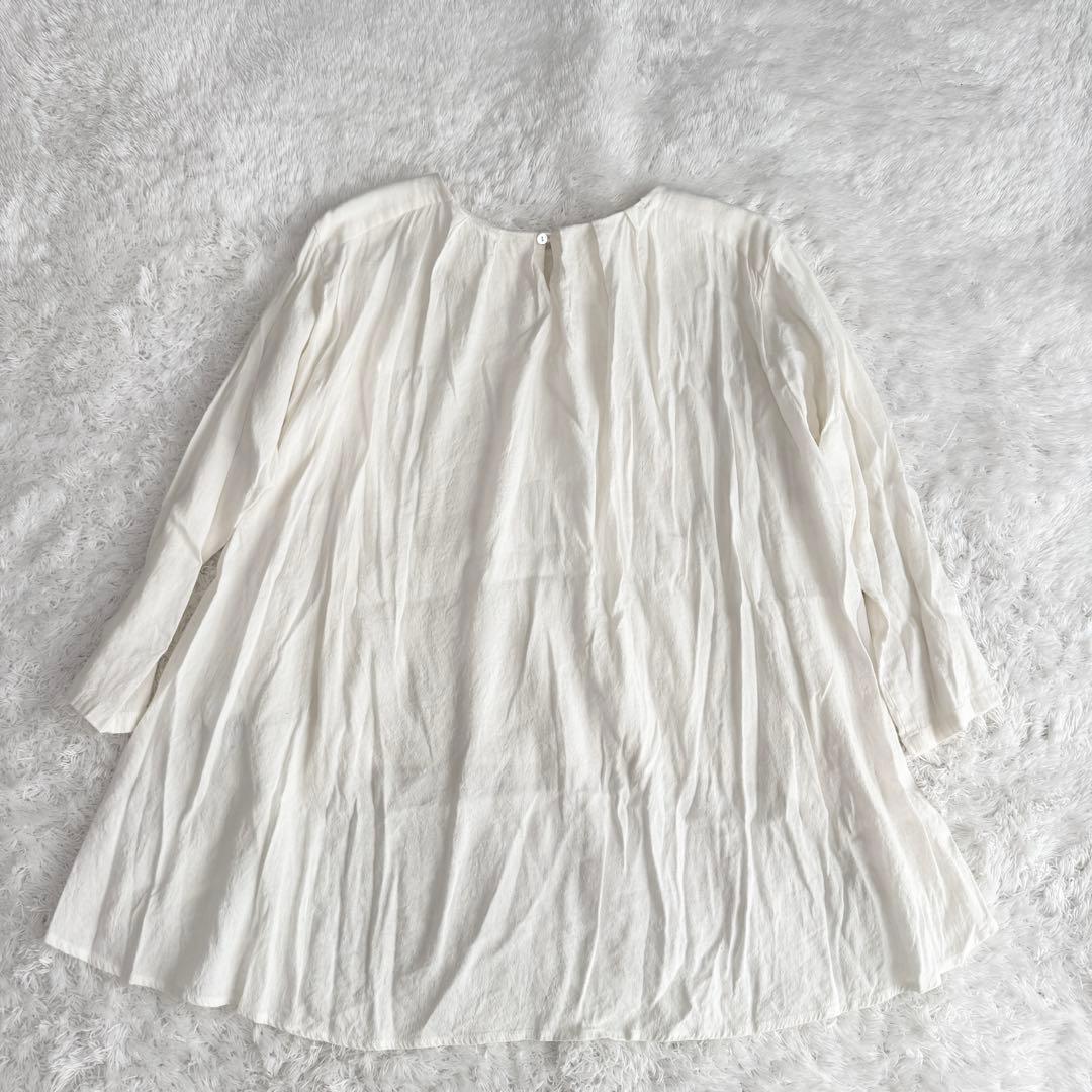 【ビアズリー 】近年☆刺繍フレアブラウス レーヨン コットン ホワイトF