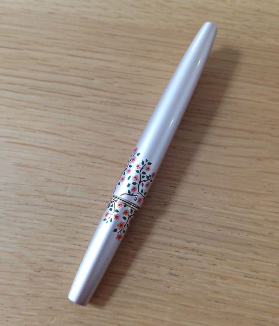 パイロット　万年筆　ショート万年筆　14K パールピンク✕チェリーレッド軸　花柄