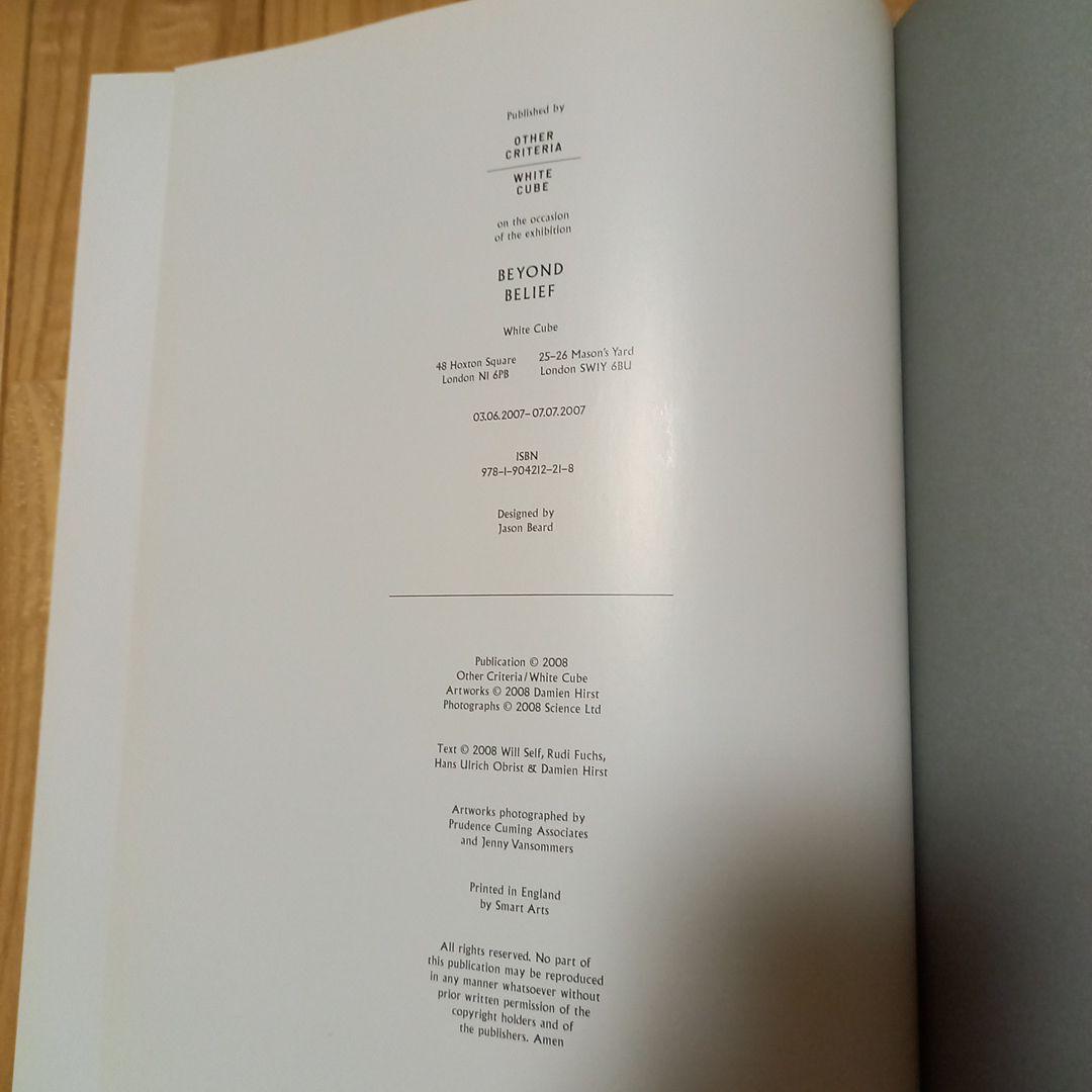 洋書ダミアン.ハースト作品集　BEYOND BERIEF 2008年　イギリス