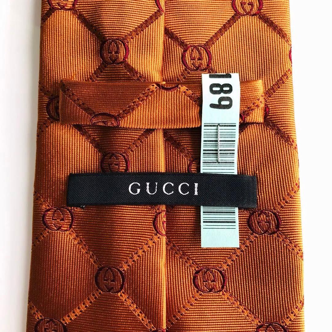 GUCCI ネクタイ 紋章柄 オレンジ