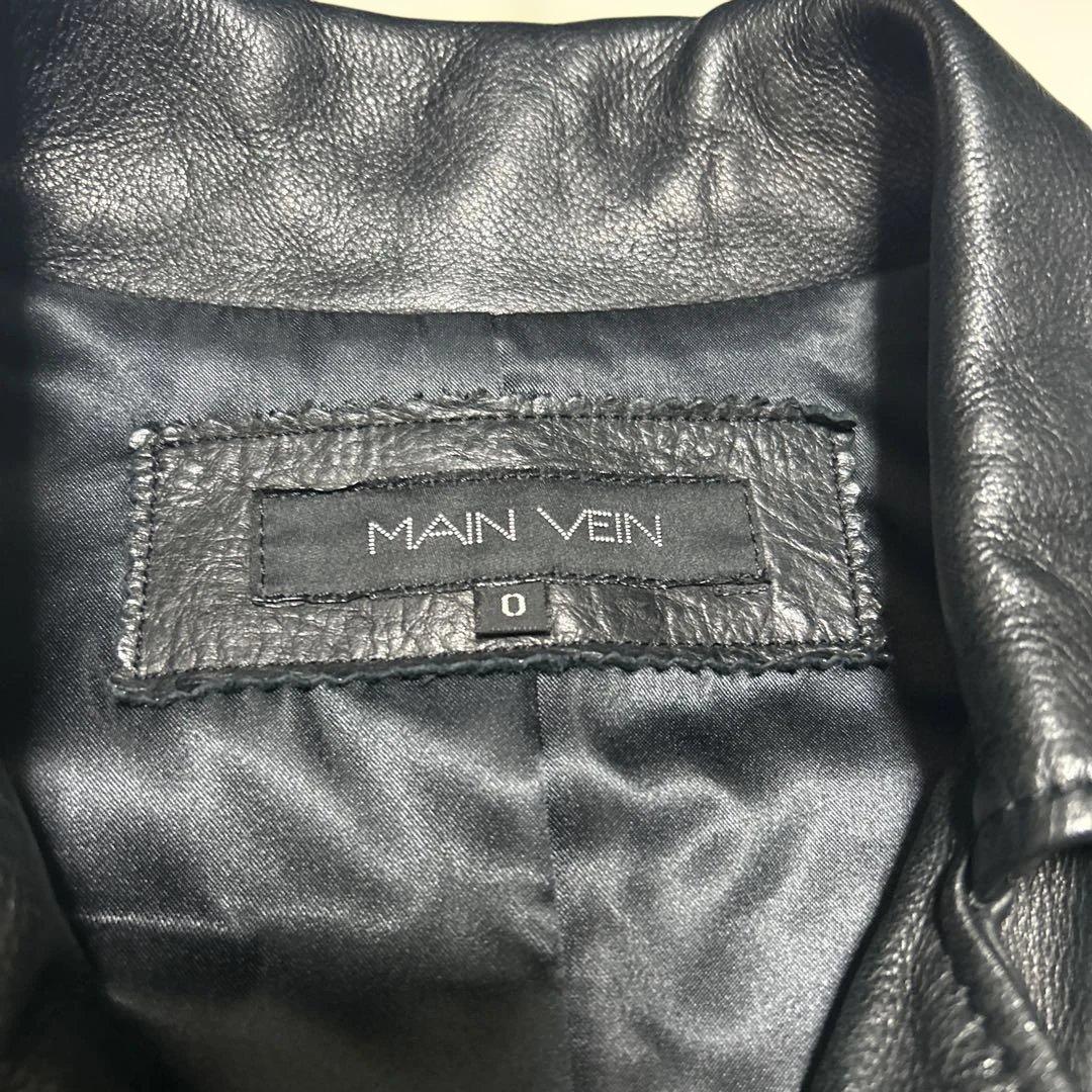 美品MAIN VEIN ブラックレザー ダブルライダースジャケット サイズ0