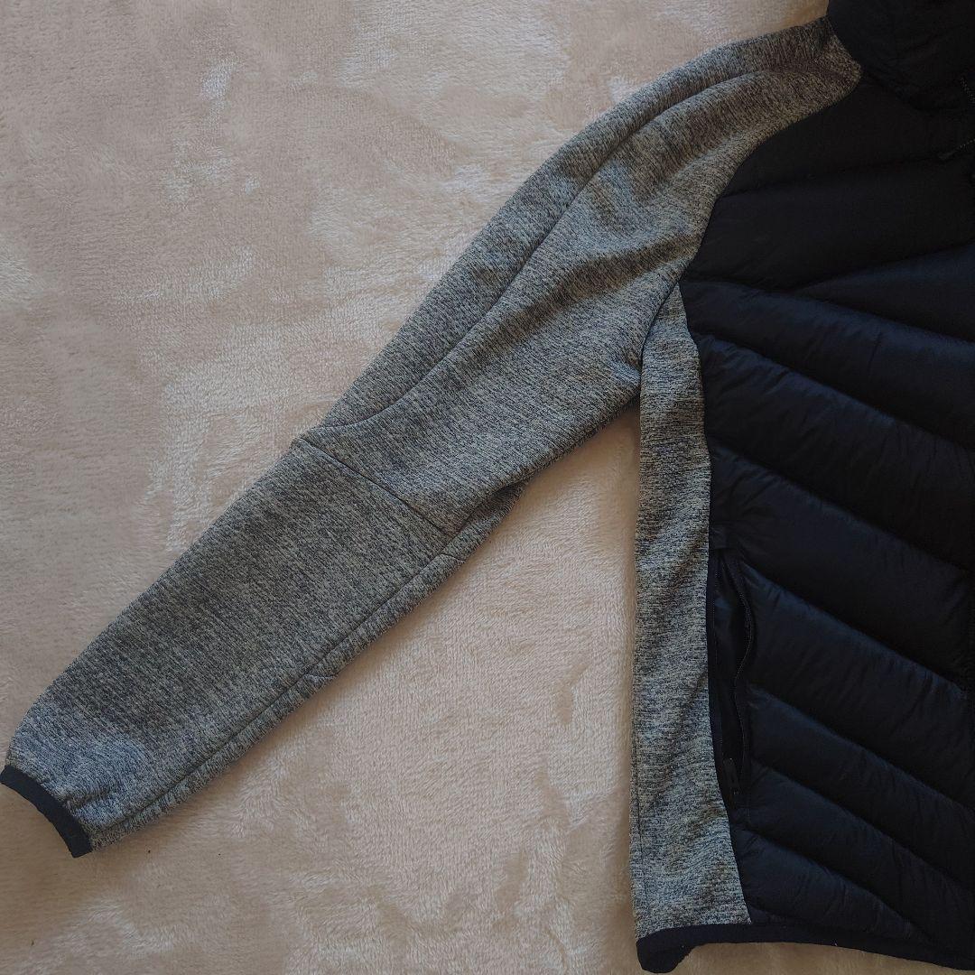 フード付きダウン風ジャケット ブラック/グレー