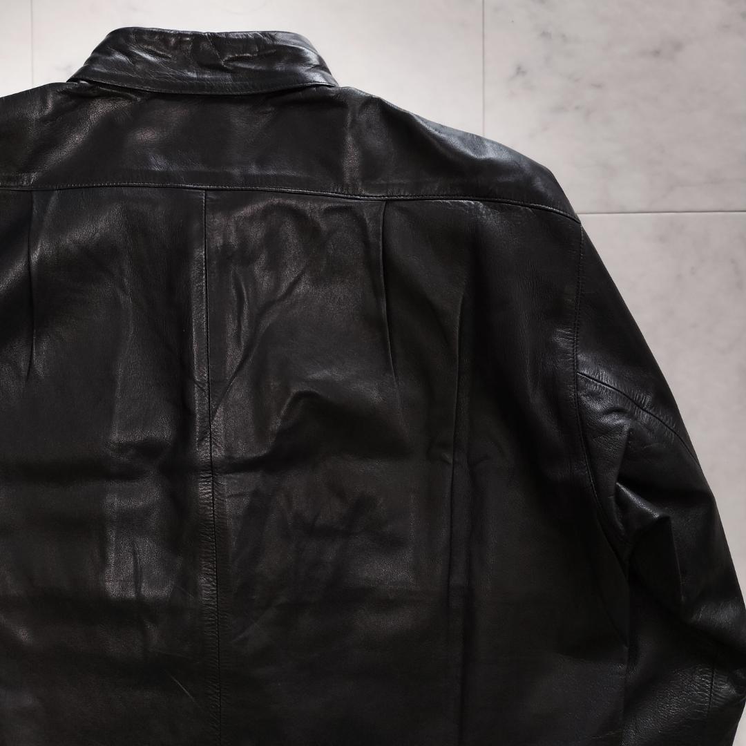アニエスベーオム レザーシャツジャケット 2 L~XL ブラック フランス製