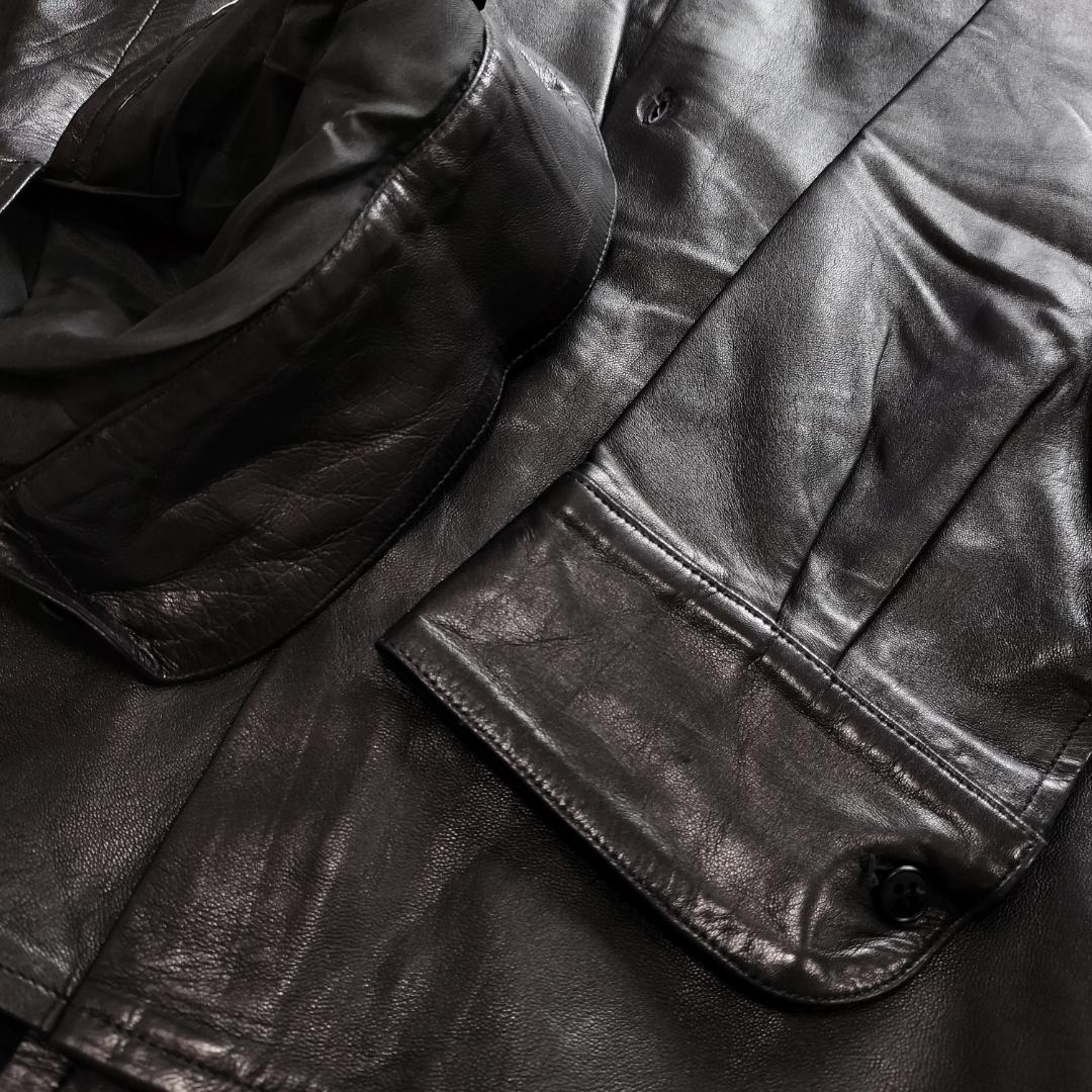 アニエスベーオム レザーシャツジャケット 2 L~XL ブラック フランス製