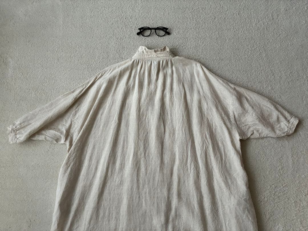 ヘブンリー　リネン100％ギャザーワイドワンピース