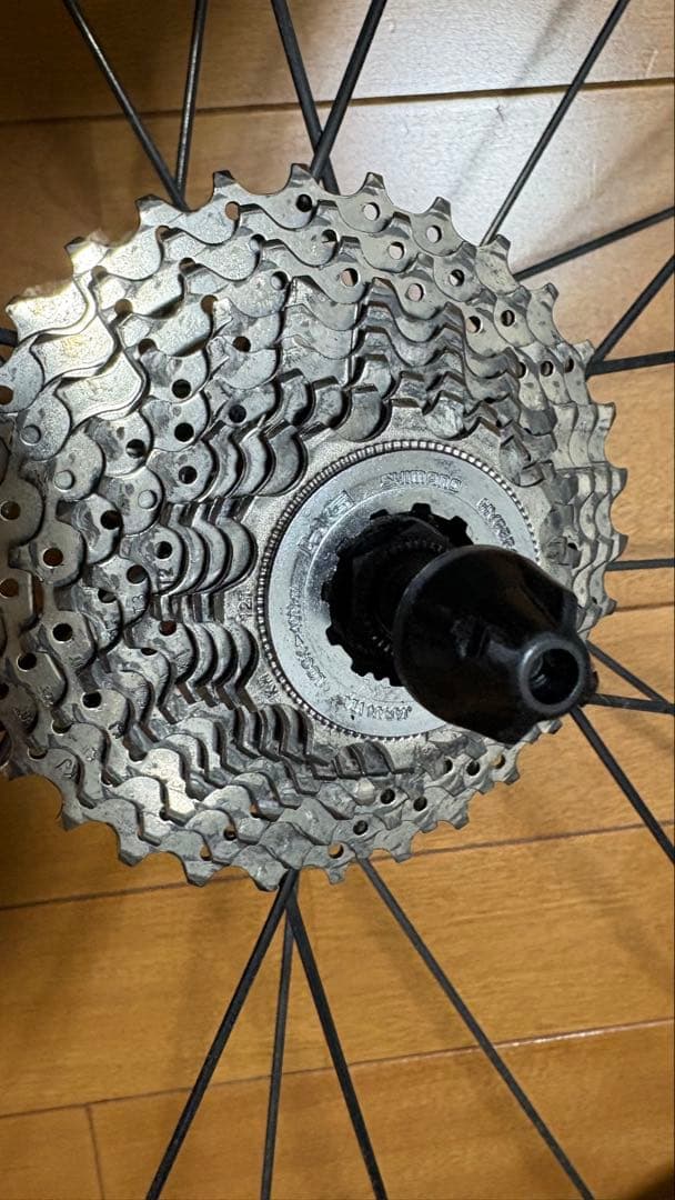 シマノR500ホイール前後+105カセット+クイックリリース+中古タイヤ付き