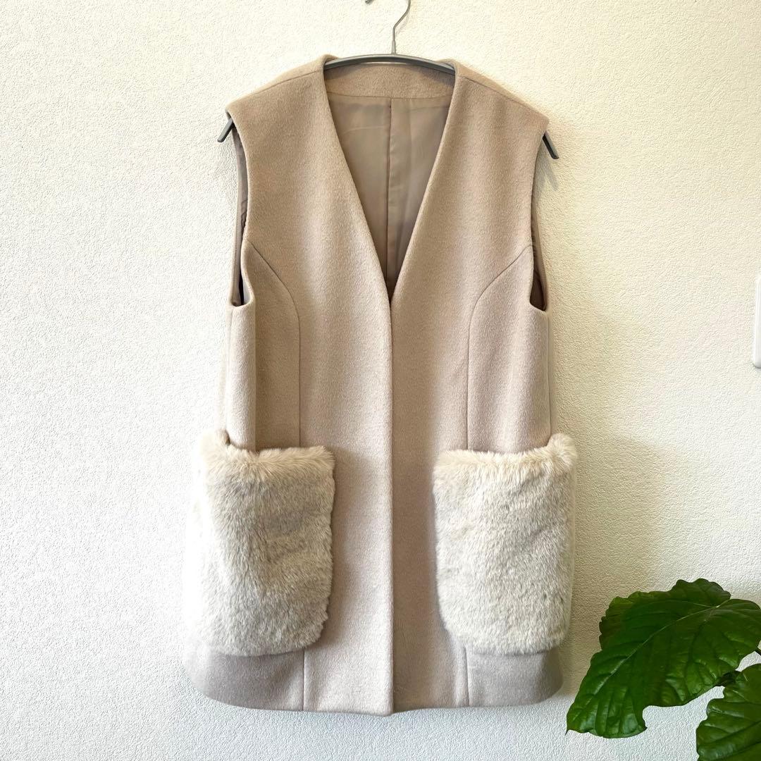 Liala×PG フェイクファー ポケット ジレ