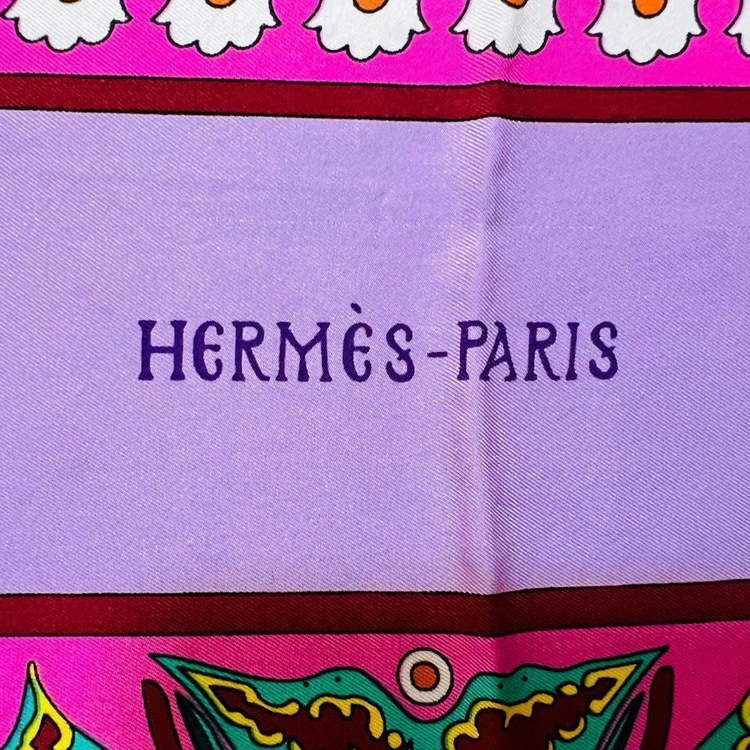 エルメス カレジュアン　カレ140　ビザンチンの空スカーフ ブルー系 シルク