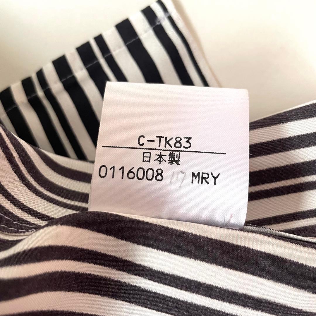 YSL イヴサンローラン　ブラウス　ストライプ　ボウタイ　リボン　36 黒　白