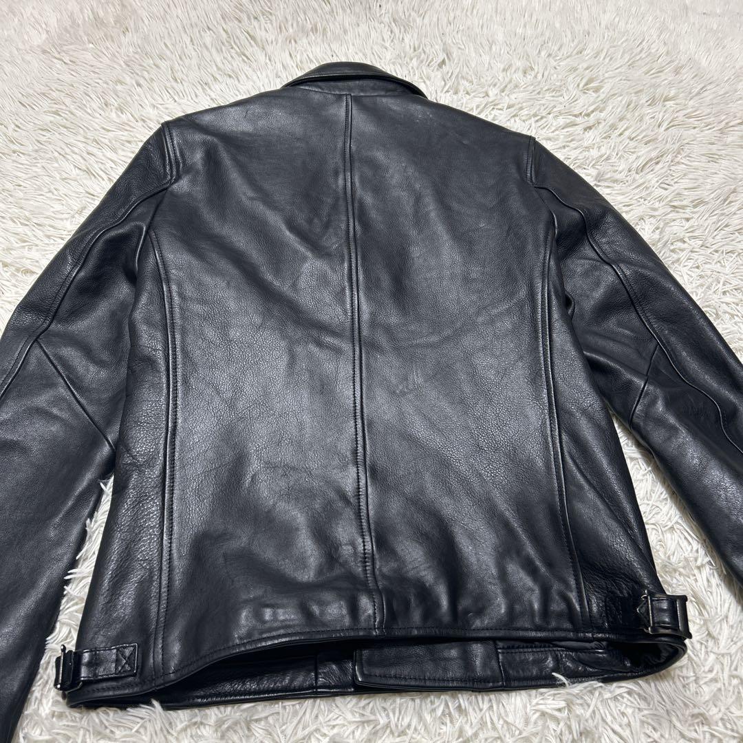 nano universe 本革　牛革　ダブルライダースジャケット　ブラック　M
