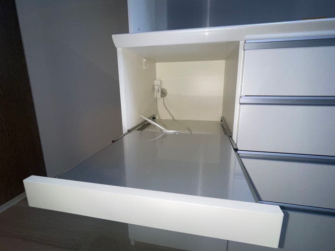 【超美品・取説あり】パモウナ ホワイト食器棚・キッチンカウンター 幅100cm