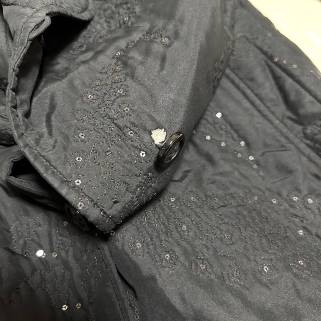 レオナール 裏地花柄 スパンコール アウター 黒