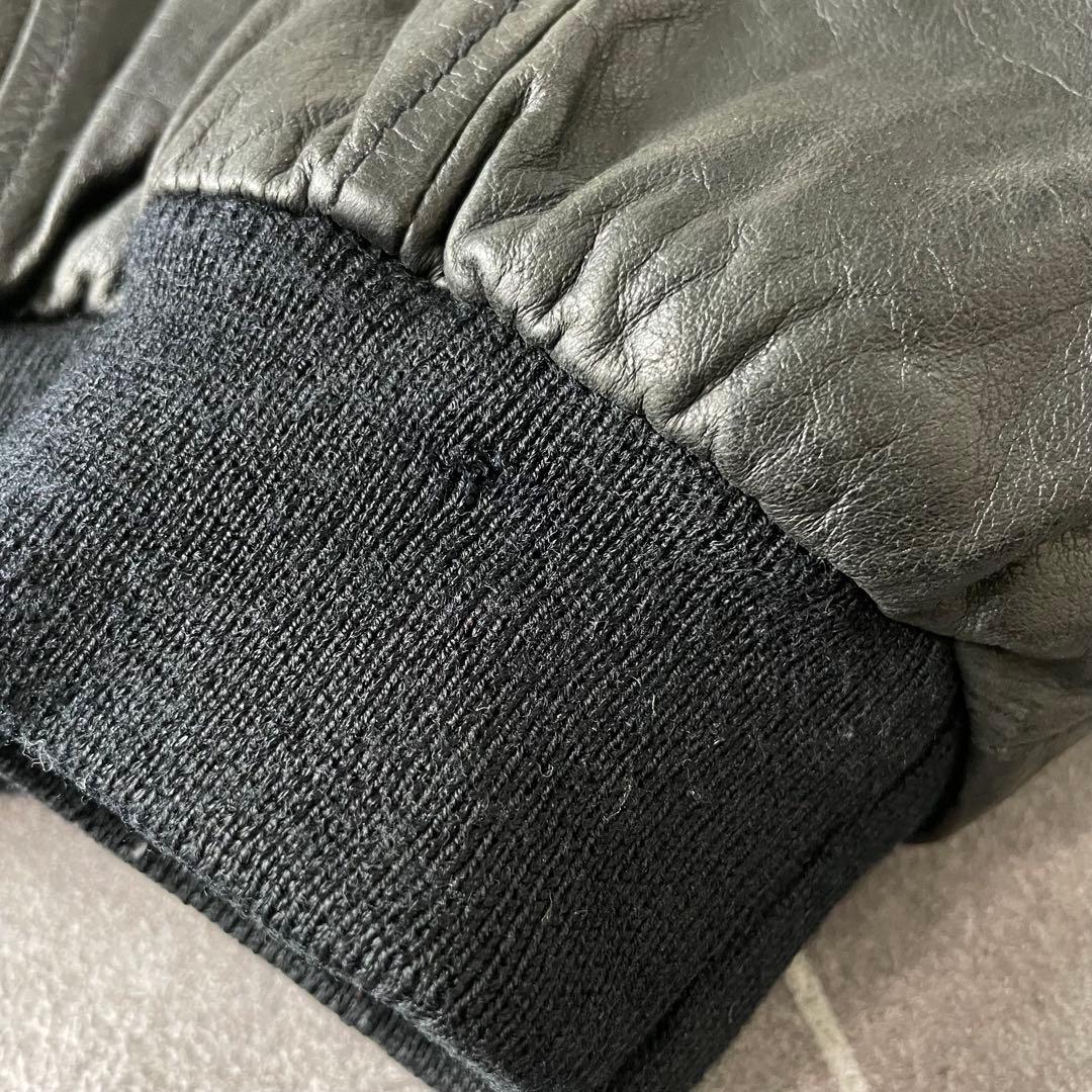 90s A-2 本革 レザーフライトジャケット ブラック L中綿