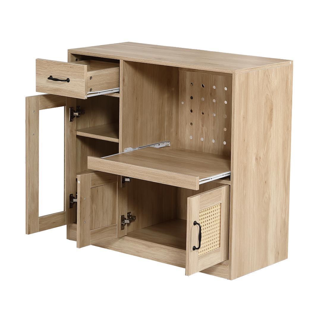 キャビネット　食器棚　引き出し付き　幅88　扉付き　コンパクト　NATURAL