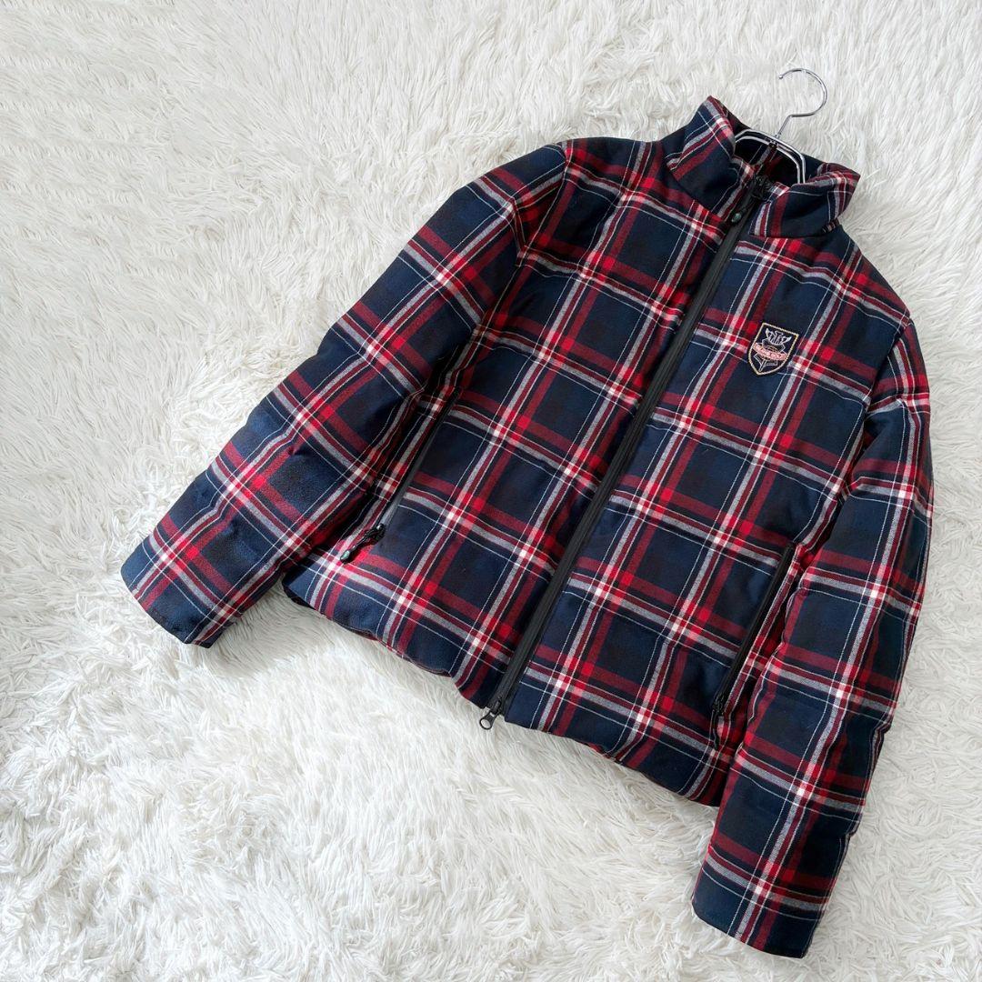 ビームスゴルフ　ダウンジャケット　チェック　ワッペン