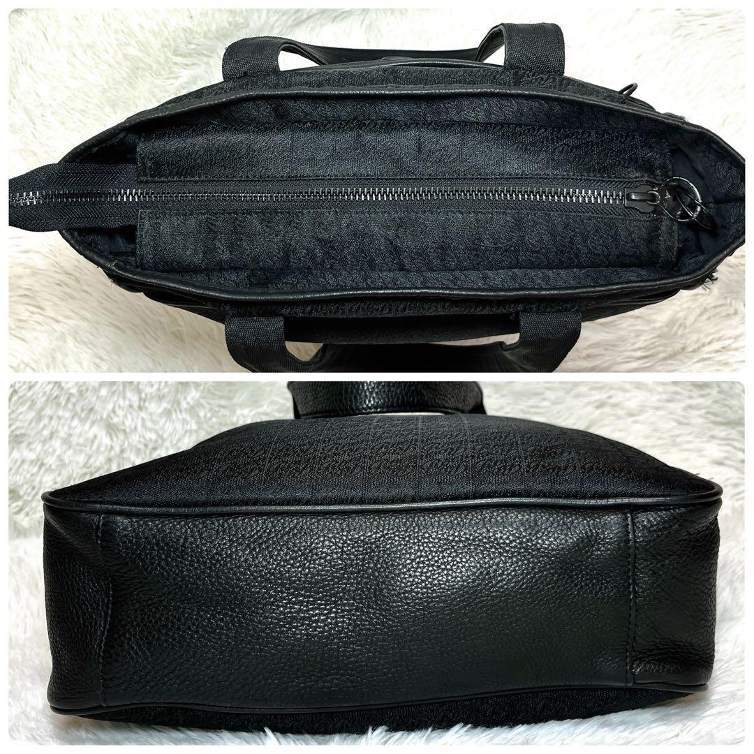 Roen ロエン ビッグ トートバッグ スカル ロゴ 総柄 ブラック レザー