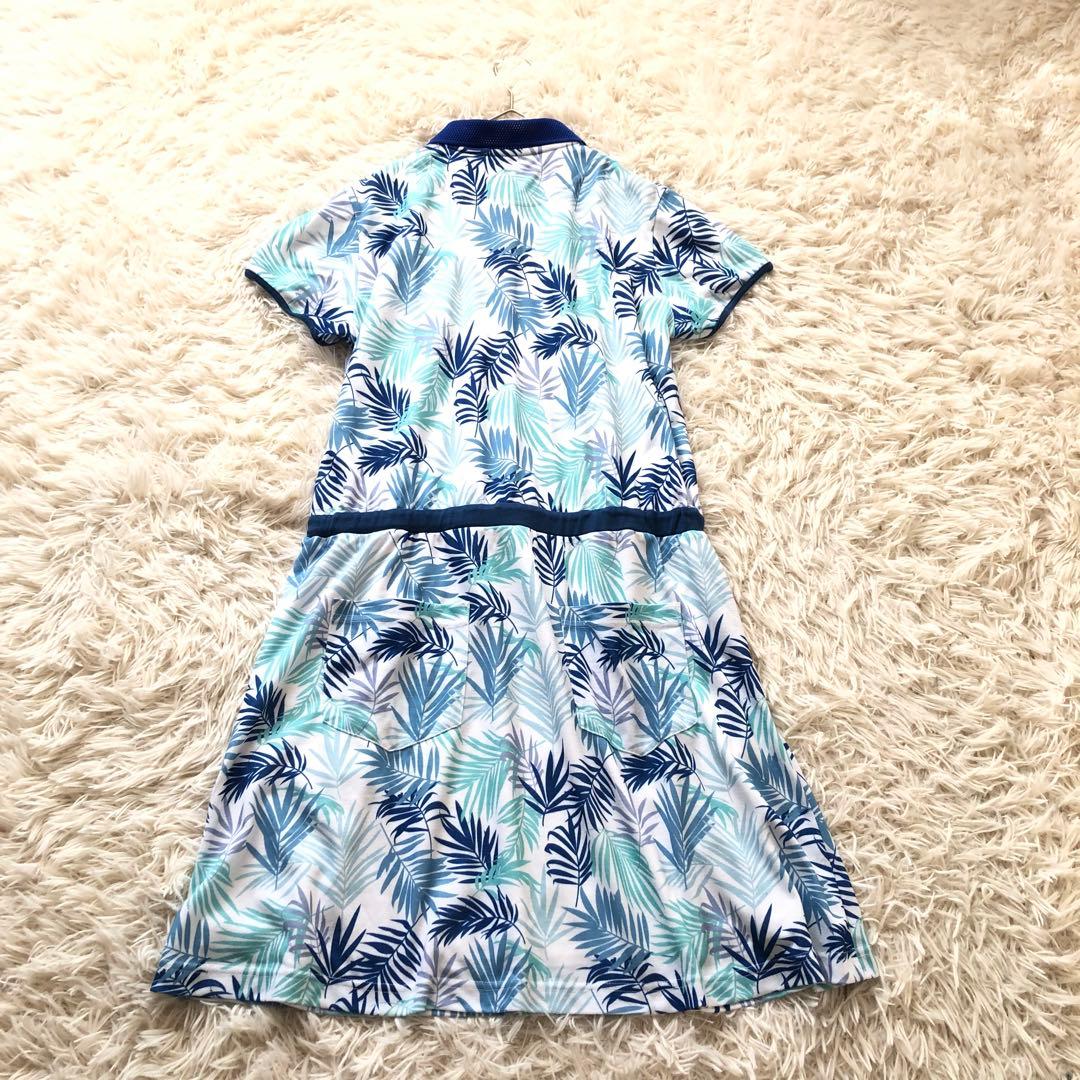 キャロウェイ【LL】ゴルフウェアワンピース　ボタニカル柄　大きいサイズ　青　緑